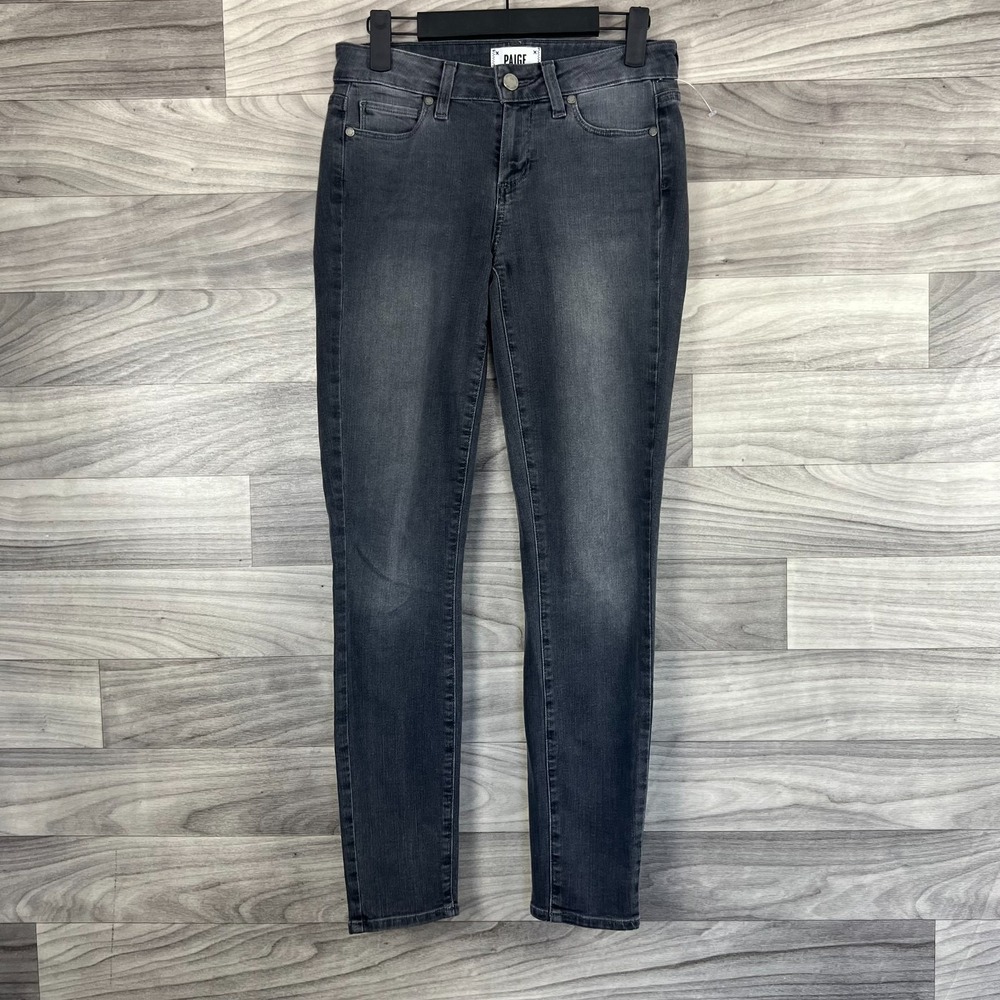 Paige Verdugo Ankle Skinny Jeans Women's 26 Gray Denim Cotton Stretch Zip Fly